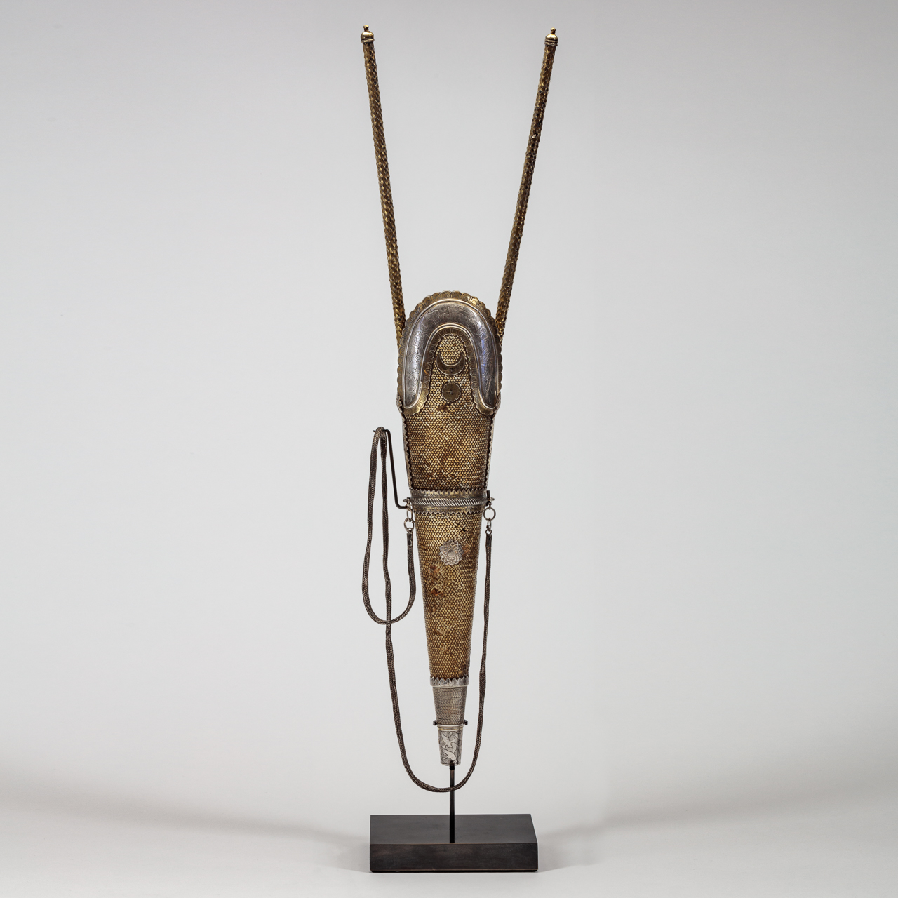 Basket Weave Quiver with Engraved Silver Gilt Mounts